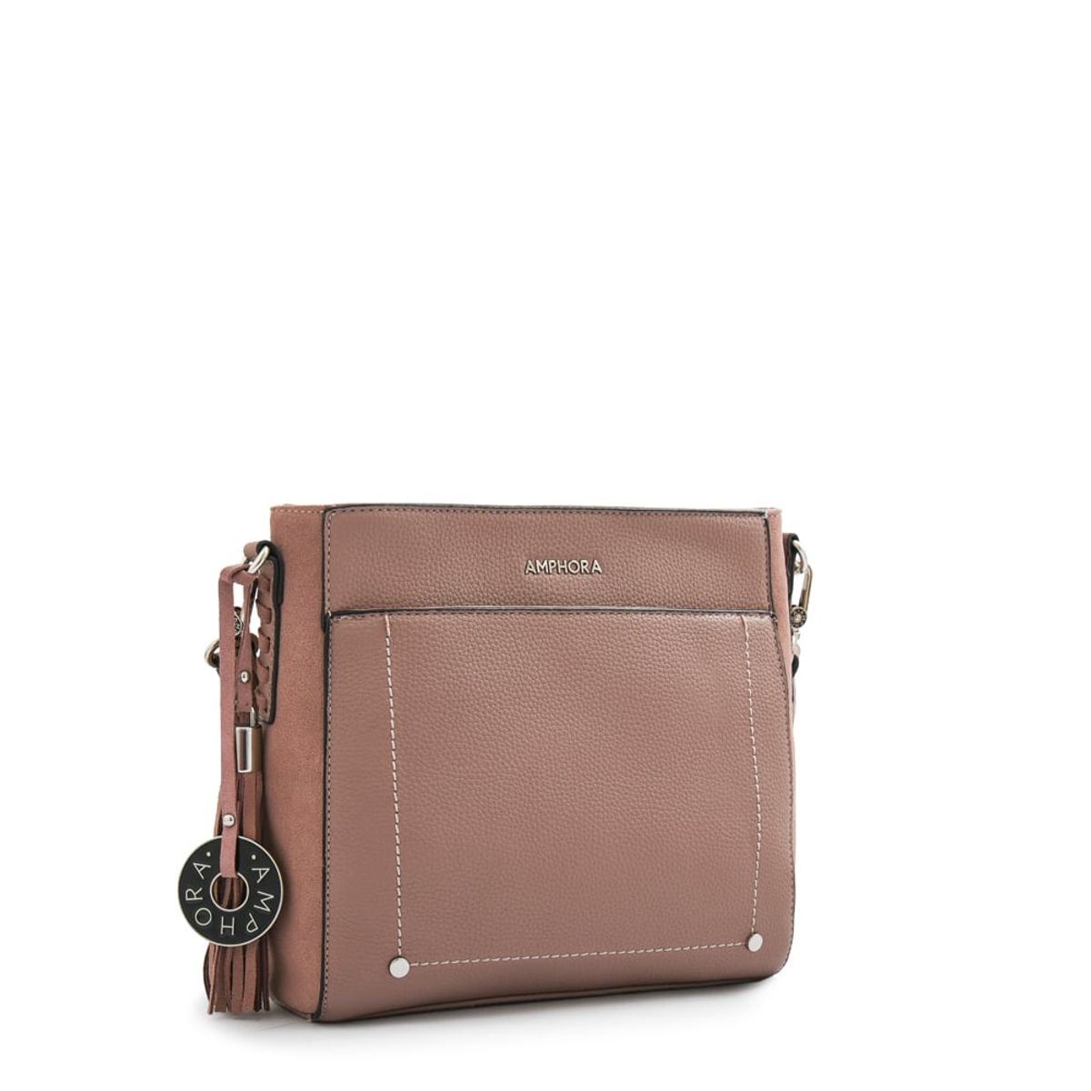 AMPHORA - Cartera bandolera etiopia mediana rosa viejo