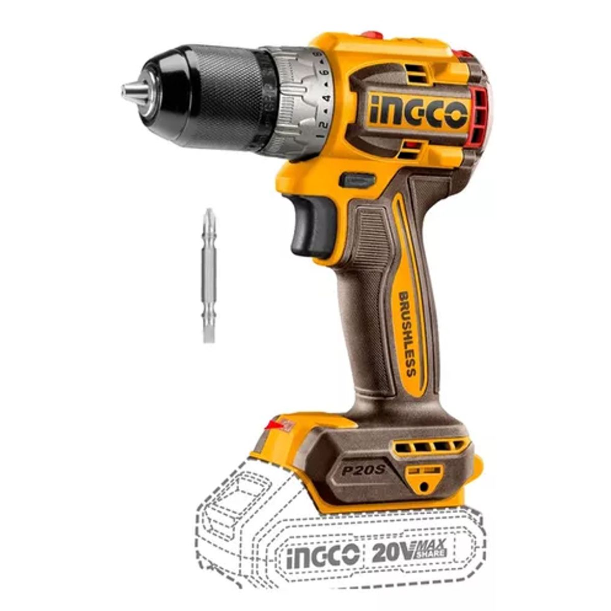 INGCO - Taladro Atornillador Inalambrico 13mm 20v Ingco Cdli206021