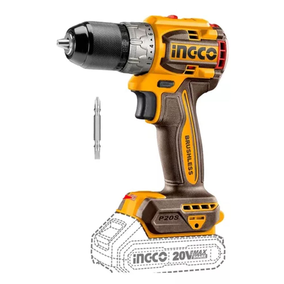 INGCO - Taladro Atornillador Inalambrico 13mm 20v Ingco Cdli206021