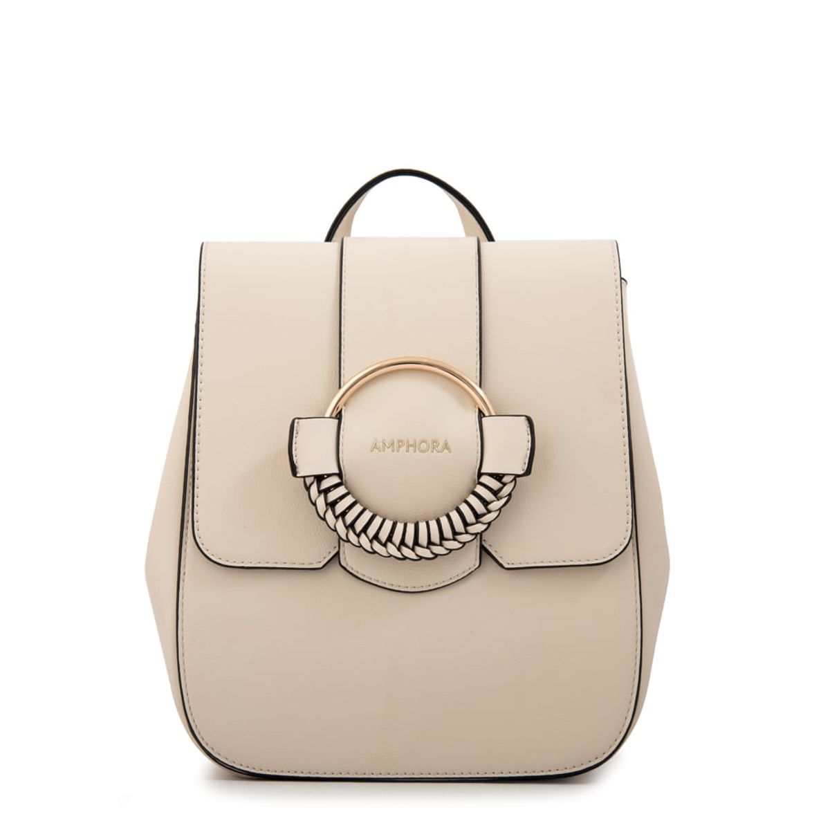AMPHORA - Mochila con tapa cecilia mediana blanco crudo