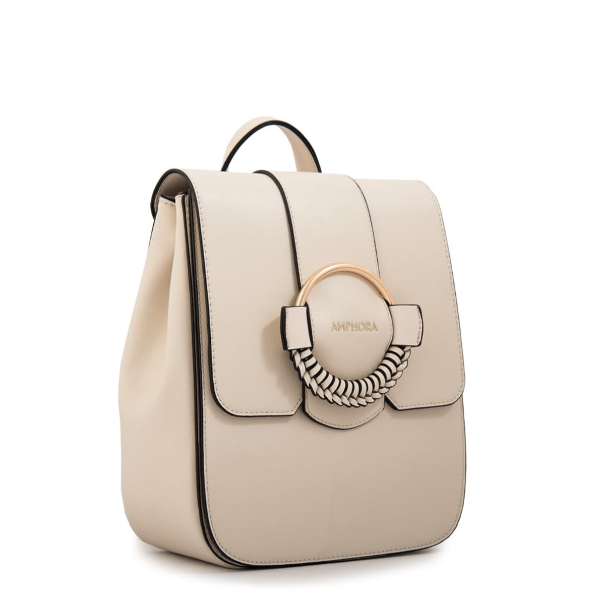 AMPHORA - Mochila con tapa cecilia mediana blanco crudo