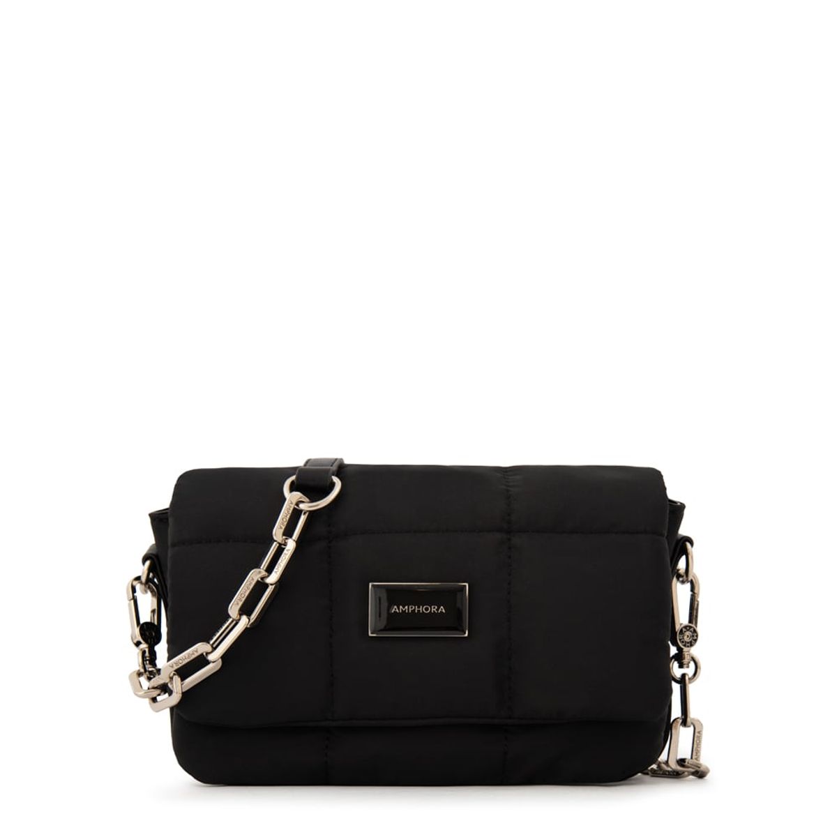 AMPHORA - Cartera bandolera con tapa vania mediana negro especial