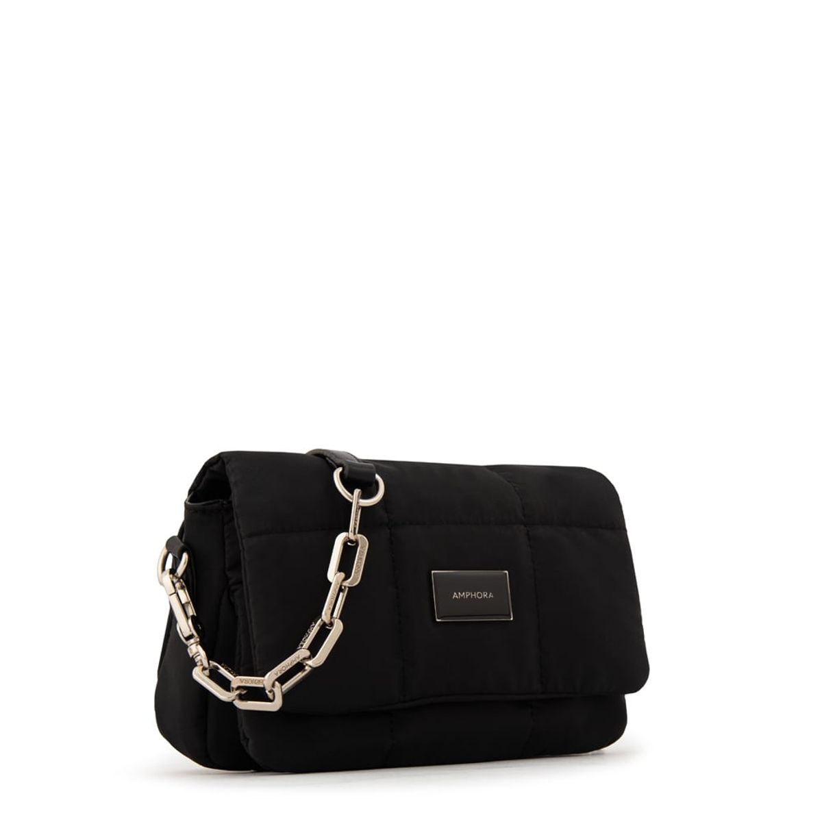 AMPHORA - Cartera bandolera con tapa vania mediana negro especial