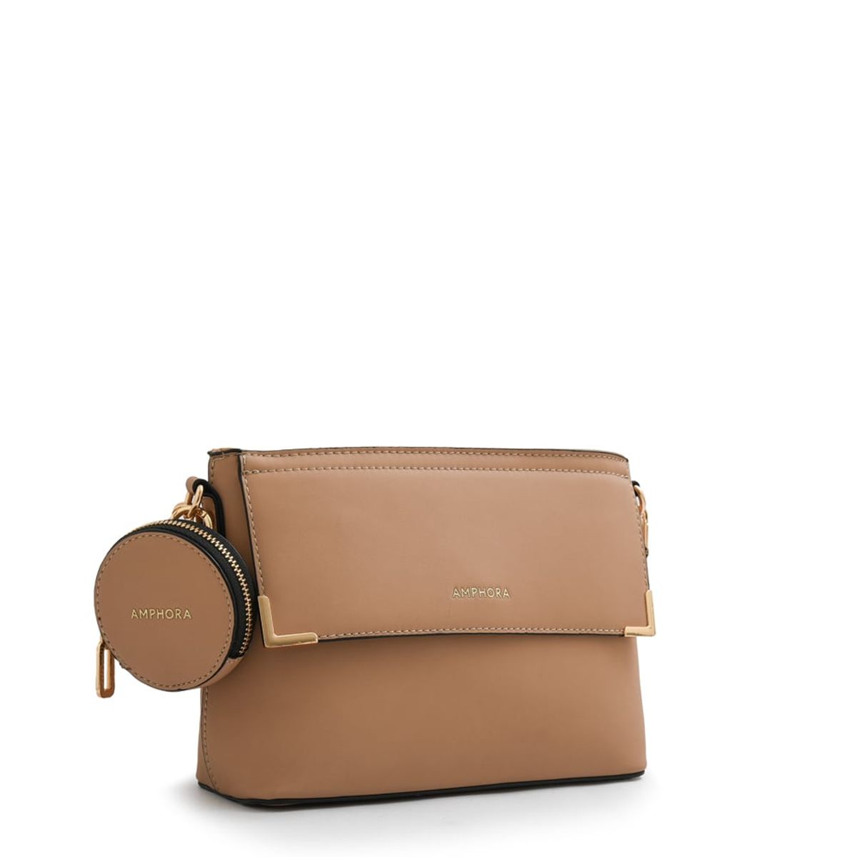 AMPHORA - Cartera bandolera con tapa corcega mediana beige oscuro