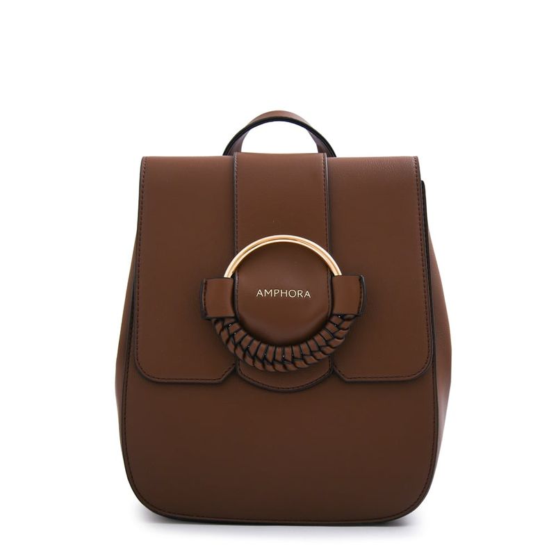 AMPHORA - Mochila con tapa mediana cecilia café oscuro