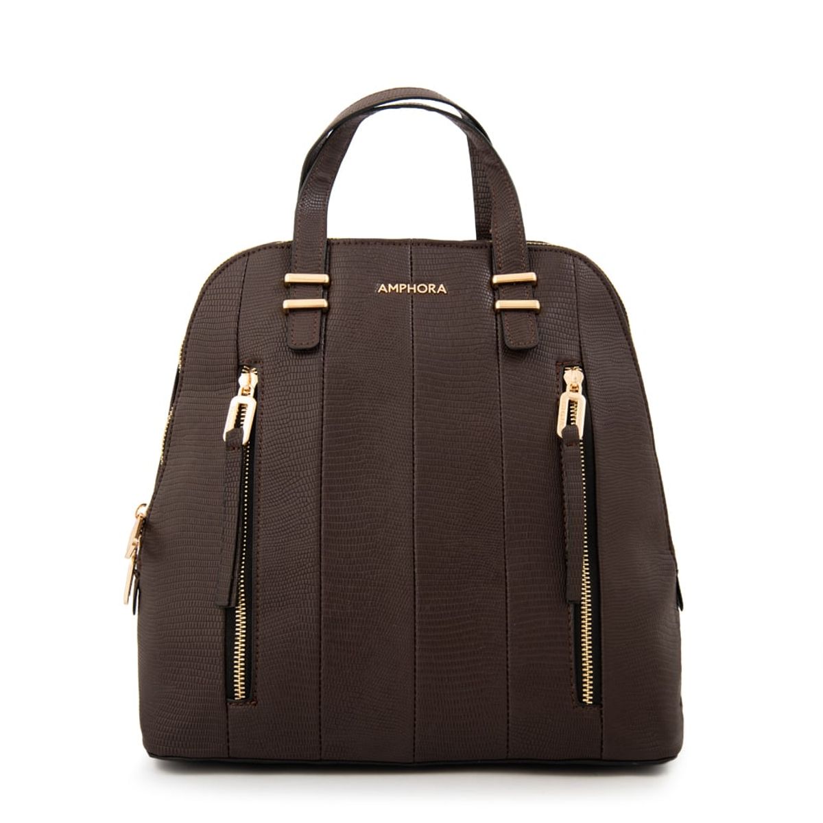 AMPHORA - Mochila manila mediana café oscuro