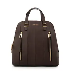 AMPHORA - Mochila mediana manila café oscuro
