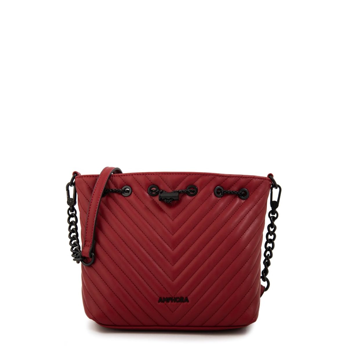 AMPHORA - Cartera bandolera muller mediana rojo oscuro