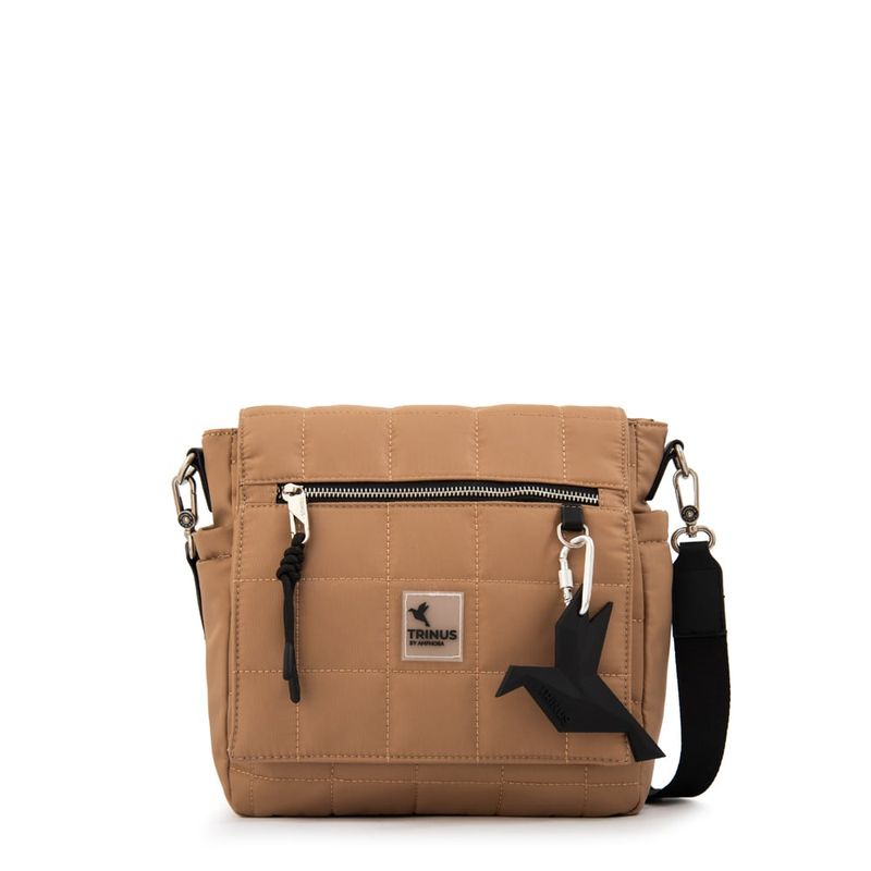 TRINUS - Cartera Bandolera con tapa mediana belina beige oscuro