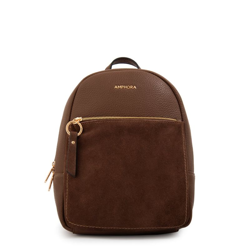 AMPHORA - Mochila mediana asmara café oscuro