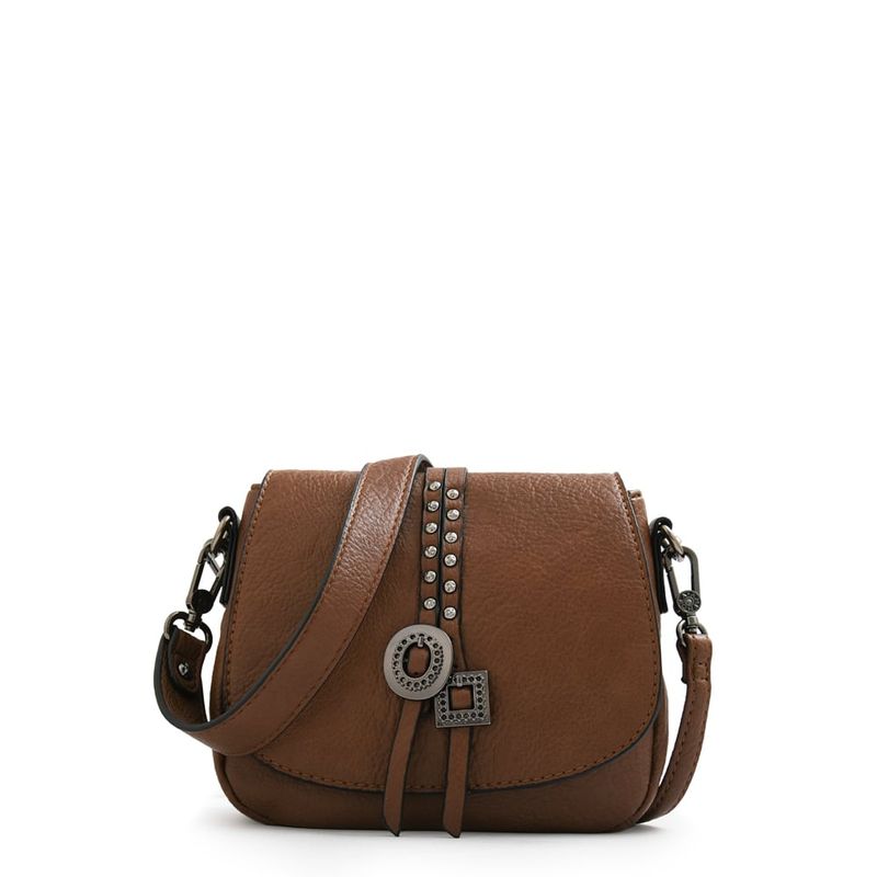 AMPHORA - Cartera Bandolera con tapa pequeña indonesia café