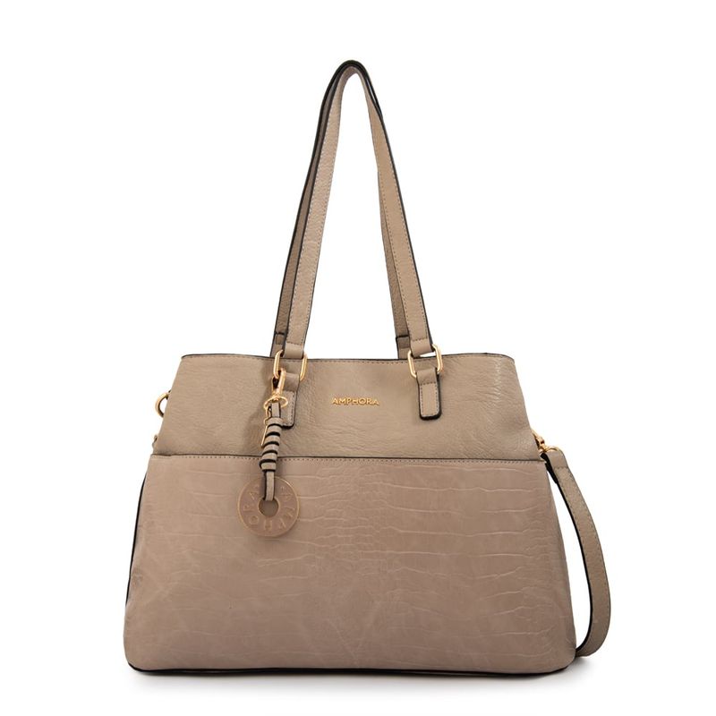 AMPHORA - Cartera Dos Asas tres divisiones grande genova beige