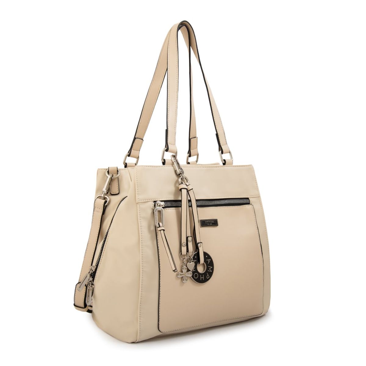 AMPHORA - Cartera tote tres divisiones grande london blanco crudo