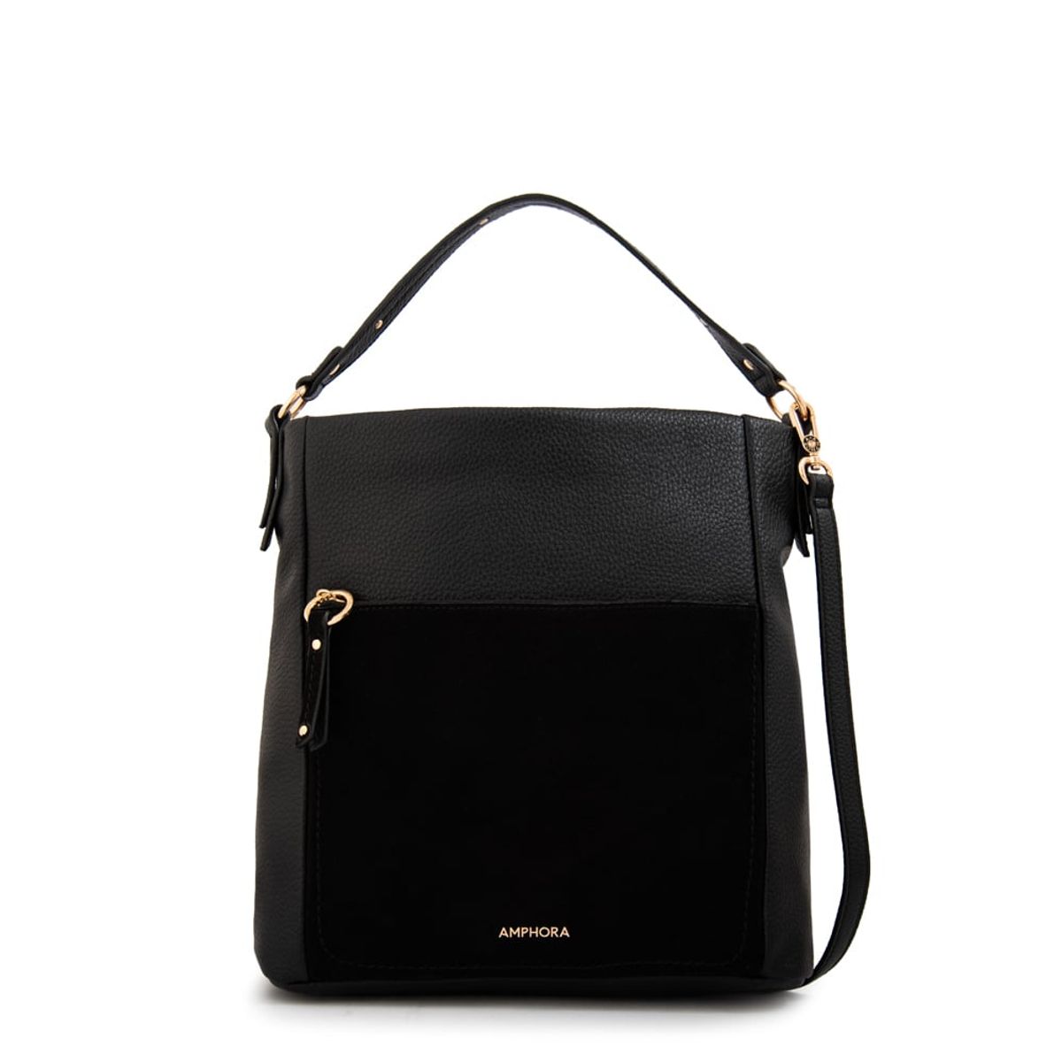 AMPHORA - Cartera tote corte recto asmara mediana negro