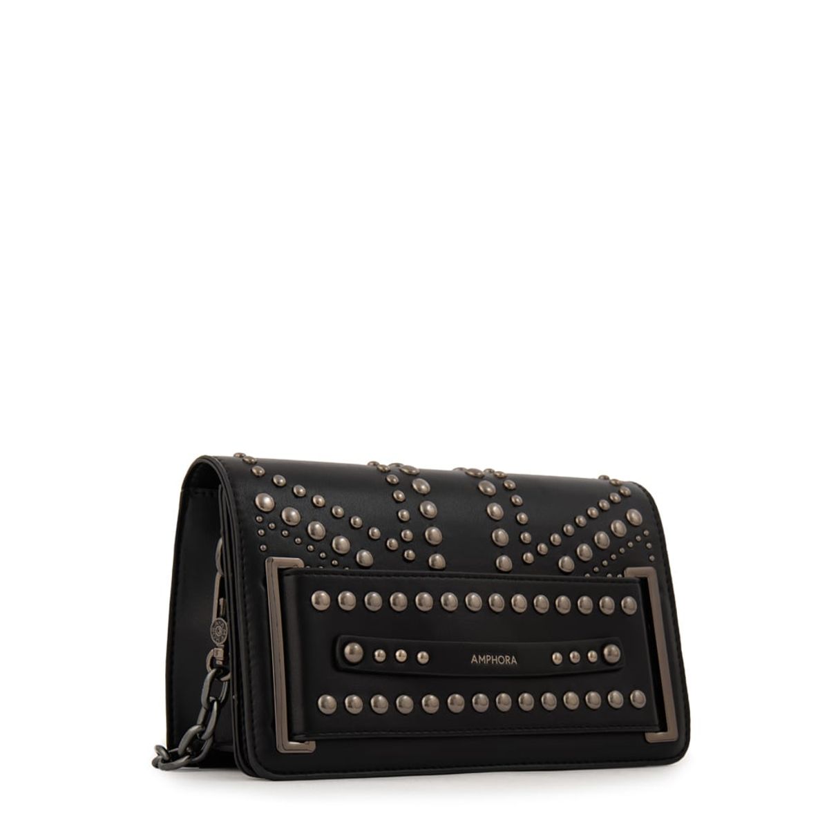 AMPHORA - Cartera bandolera con tapa inglaterra pequeña negro