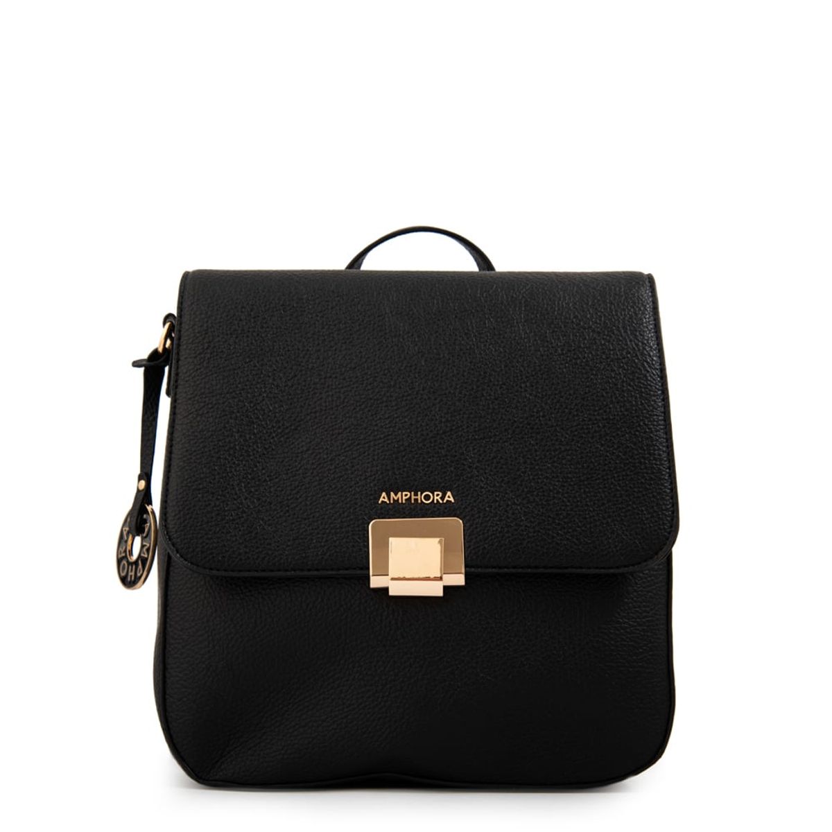AMPHORA - Mochila con tapa elois mediana negro