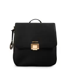 AMPHORA - Mochila con tapa elois mediana negro