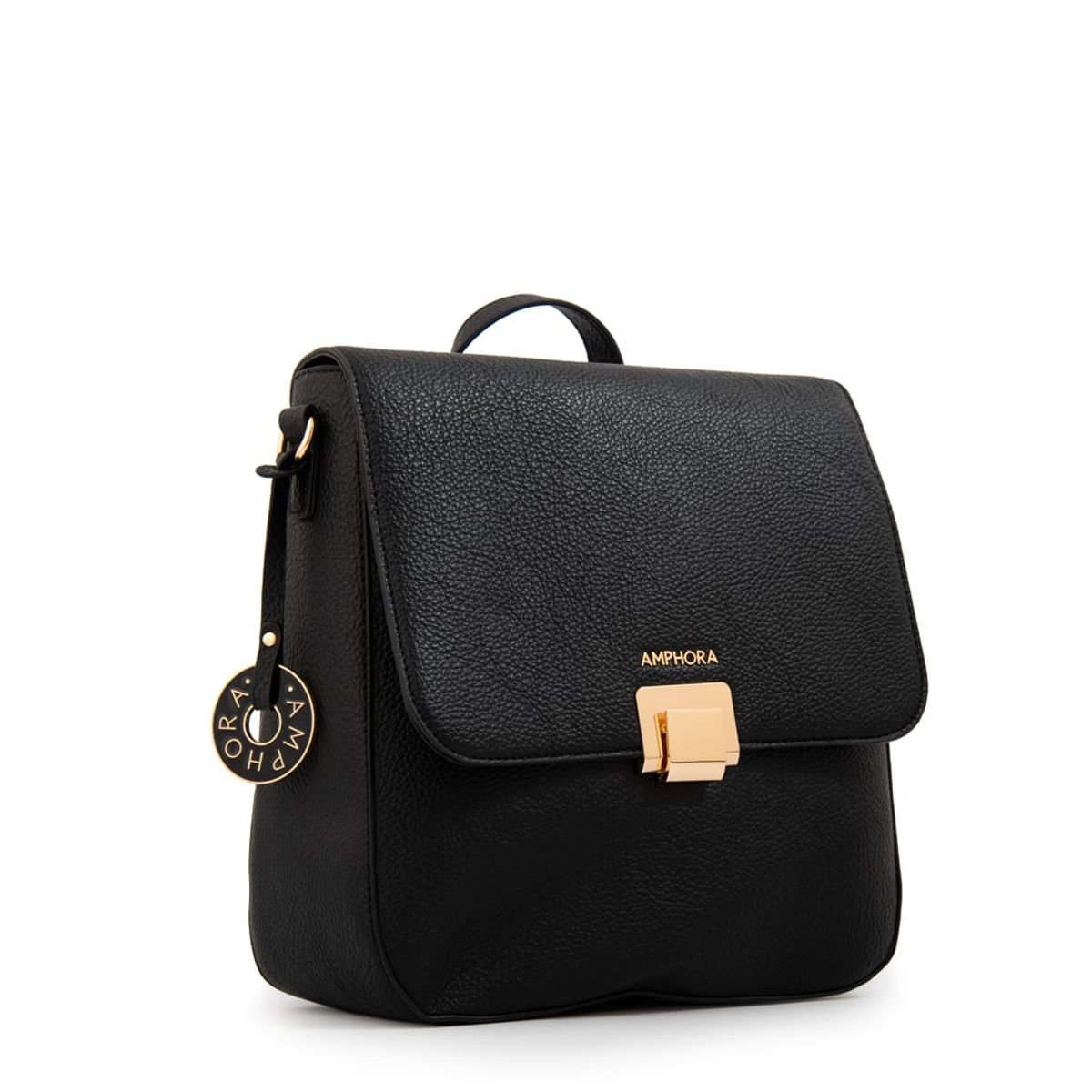 AMPHORA - Mochila con tapa elois mediana negro