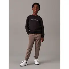 CALVIN KLEIN - Jogger Niño Badge Relaxed Marrón