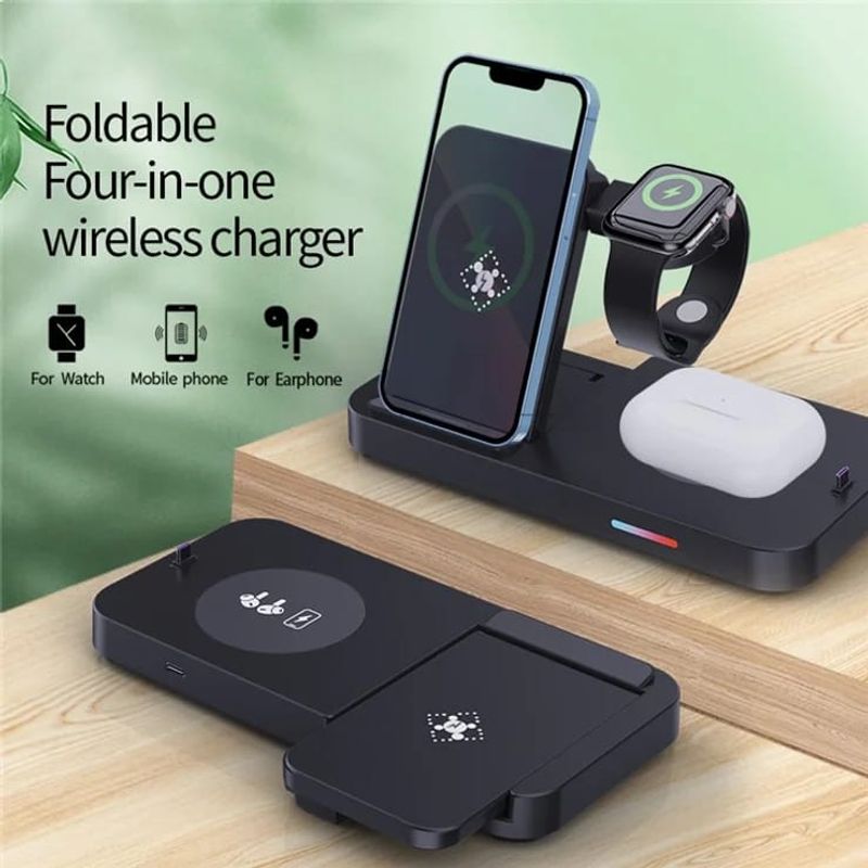 GENERICO - cargador inalámbrico 15w para celular 4 en 1 para apple