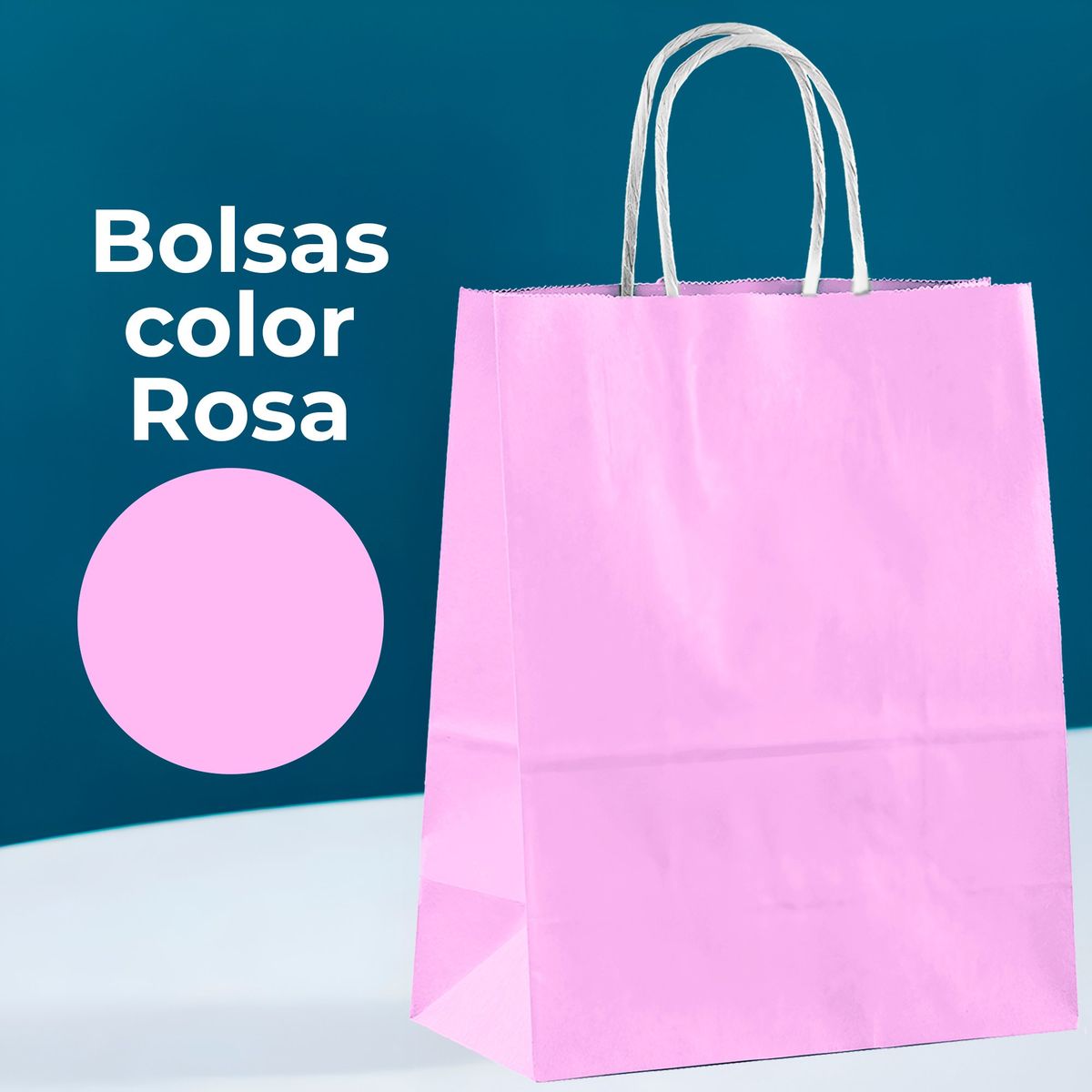 GENERICO - Bolsa Papel Kraft Ecológica Rosa 21X11X27 CM Pack X60