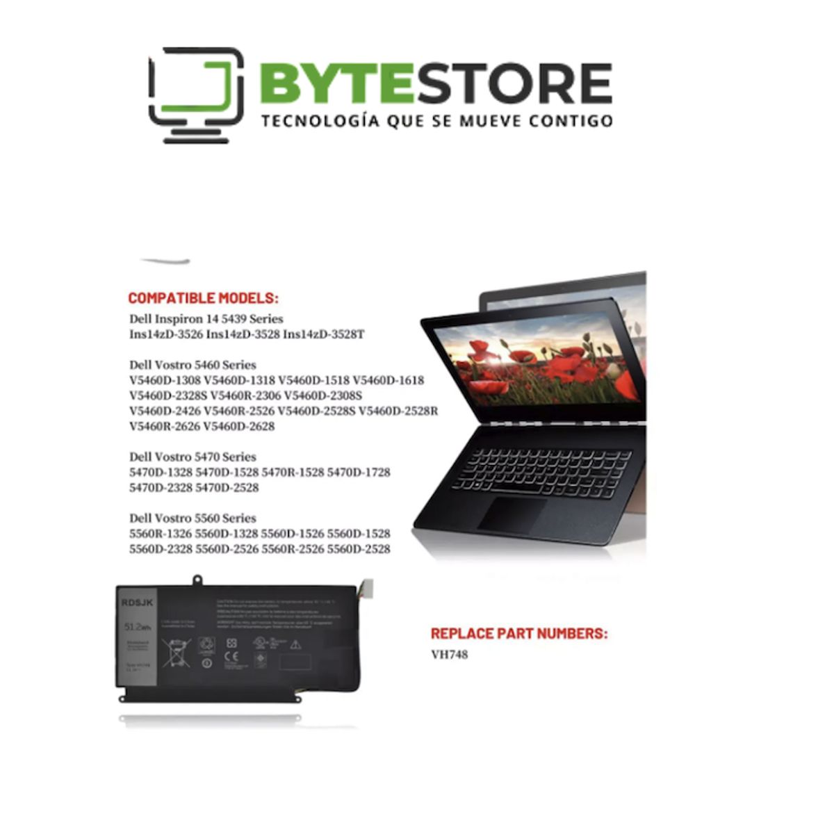 GENERICO - Bateria vh748 Para Dell Vostro 5460 5470 5560 Series