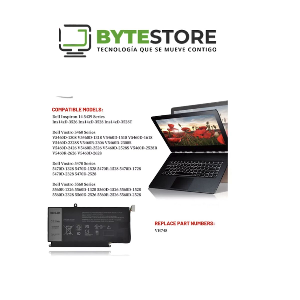 GENERICO - Bateria vh748 Para Dell Vostro 5460 5470 5560 Series