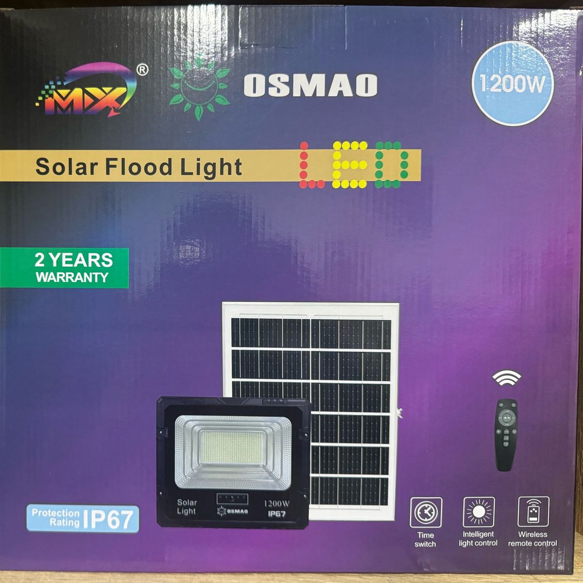 SOLAR - Foco Solar 1200w + Panel Solar Y Control Remoto