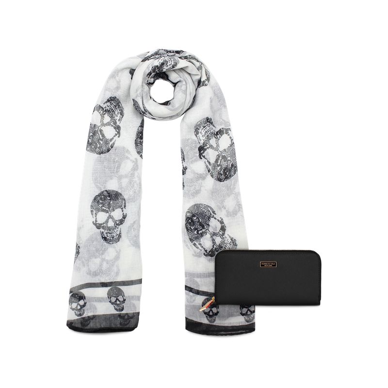 KENNETH COLE - Pack Billetera Ava negra + Pañuelo Oni blanco Kenneth Cole