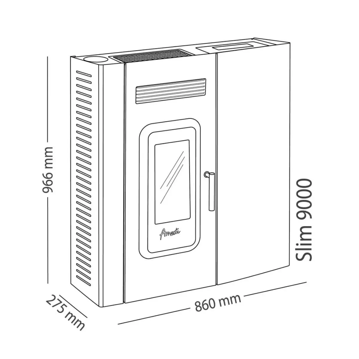 AMESTI - Estufa a pellet Slim9000 Rojo Amesti