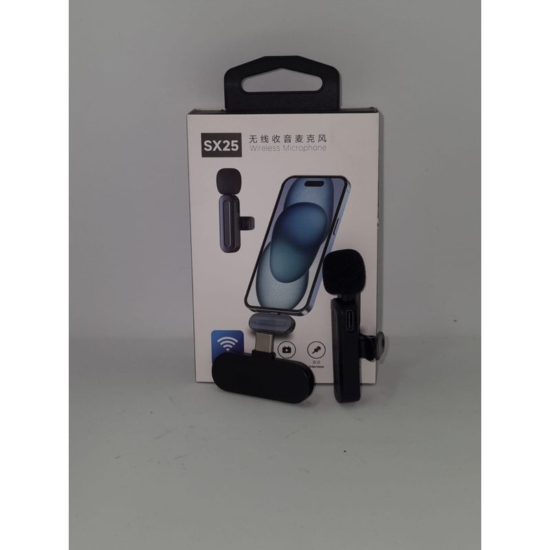 GENERICO - Microfono Inalambrico Solapa - Negro - Entrada USB C