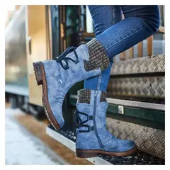 XHCY - Botas De Nieve De Cuero Con Cremallera Antideslizante