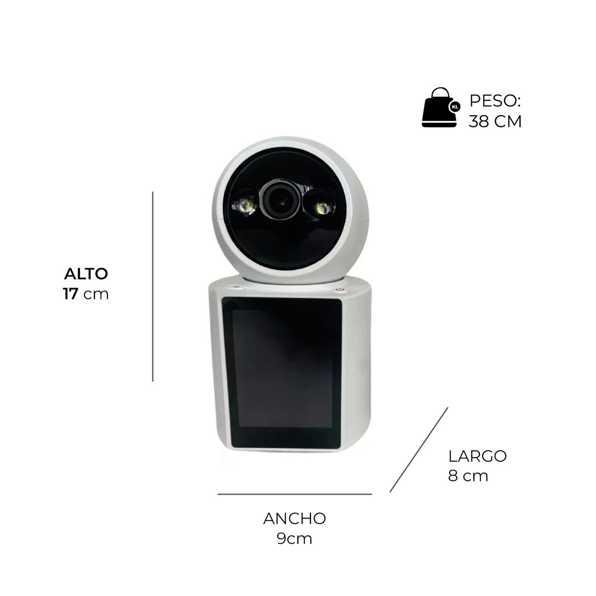 ALPHA - Camara Monitor Bebe Pantalla Videollamada Seguridad Full HD