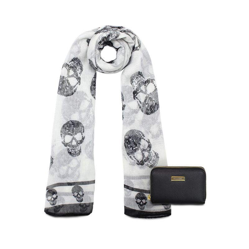 KENNETH COLE - Pack Billetera Trifold negra + Pañuelo Oni blanco Kenneth Cole