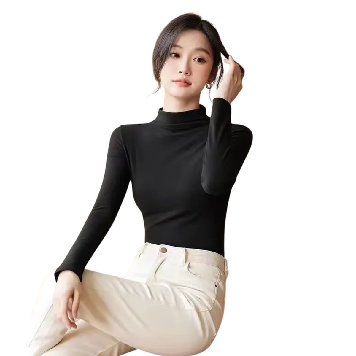 GARSIL - Camiseta Cuello Alto - Polera - Beatle Para Mujer - Primera Capa Bambu