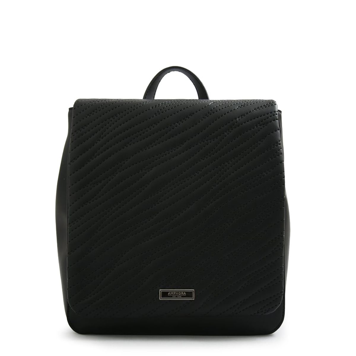 AMPHORA - Mochila con tapa guinea mediana negro