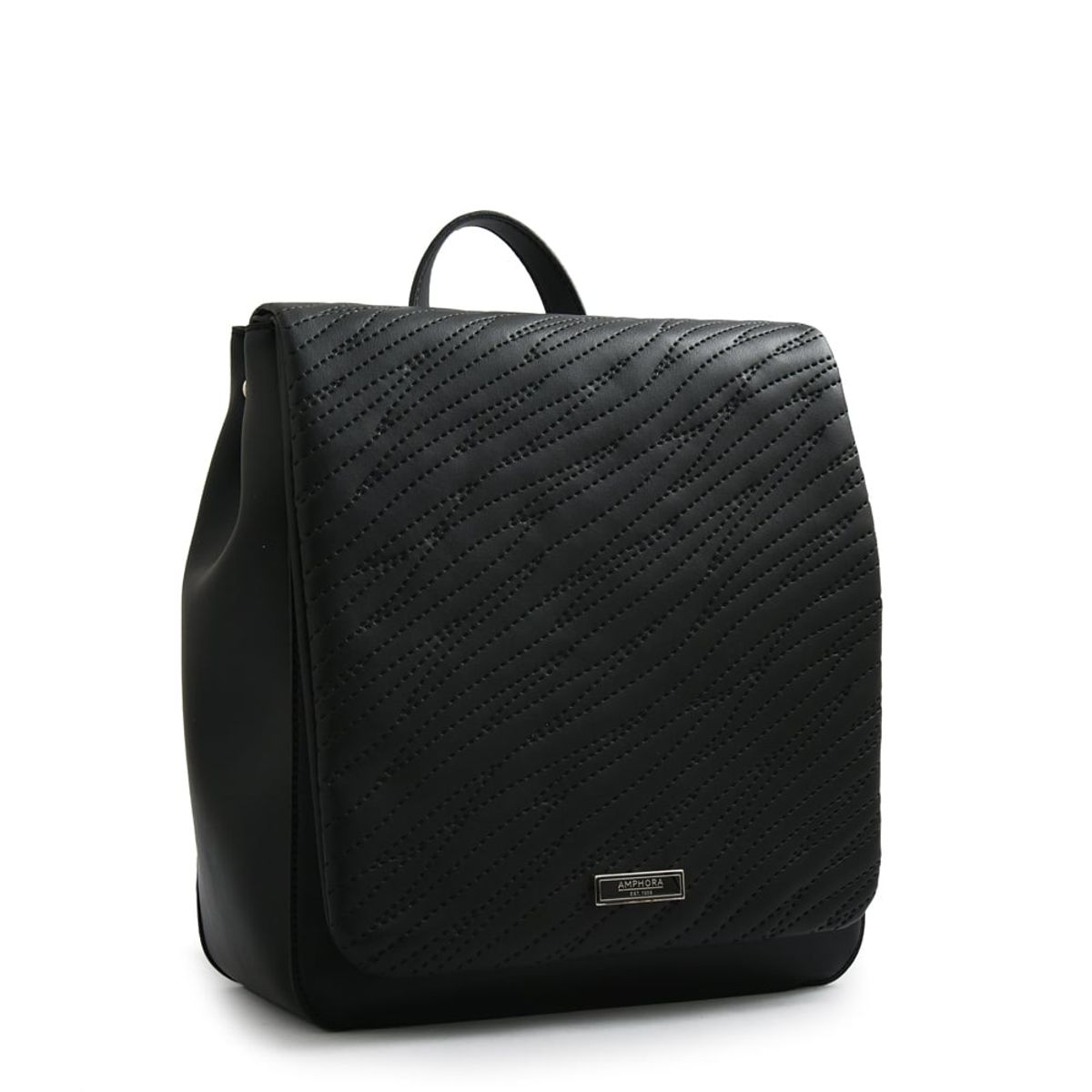 AMPHORA - Mochila con tapa guinea mediana negro