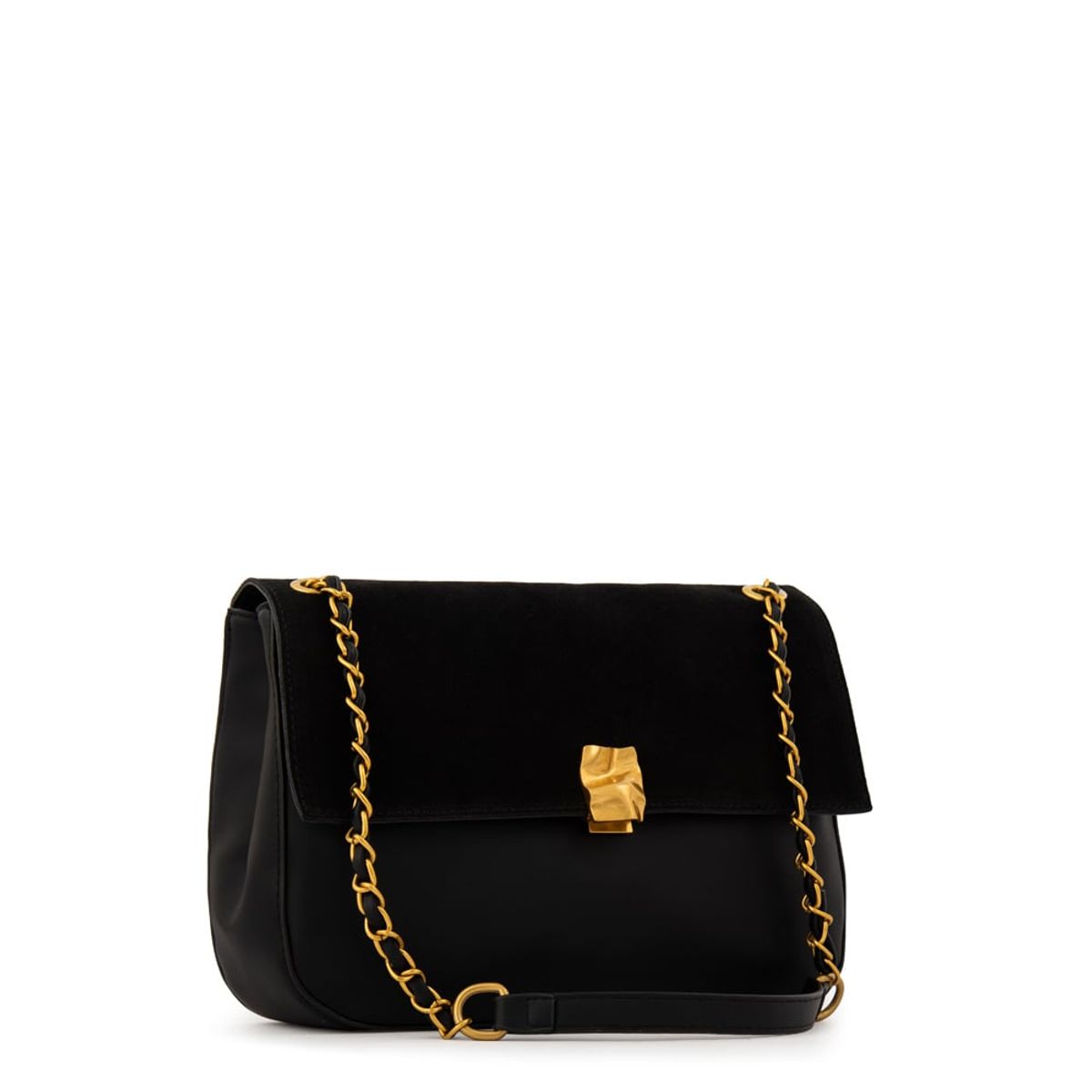 AMPHORA - Cartera bandolera con tapa estonia mediana negro especial