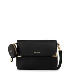 AMPHORA - Cartera Bandolera con tapa mediana corcega negro