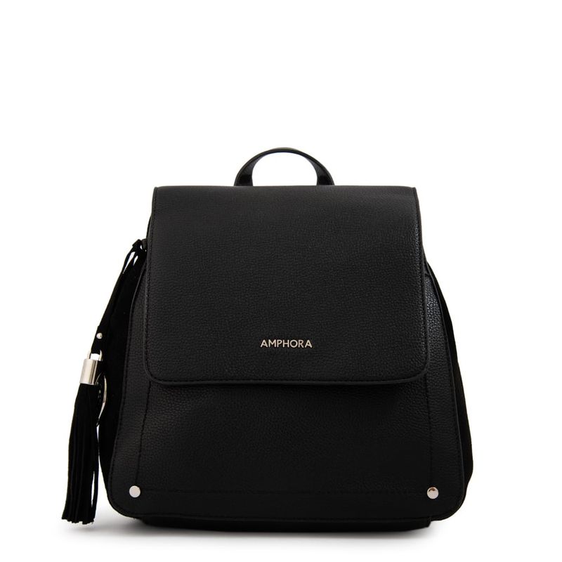 AMPHORA - Mochila con tapa mediana etiopia negro
