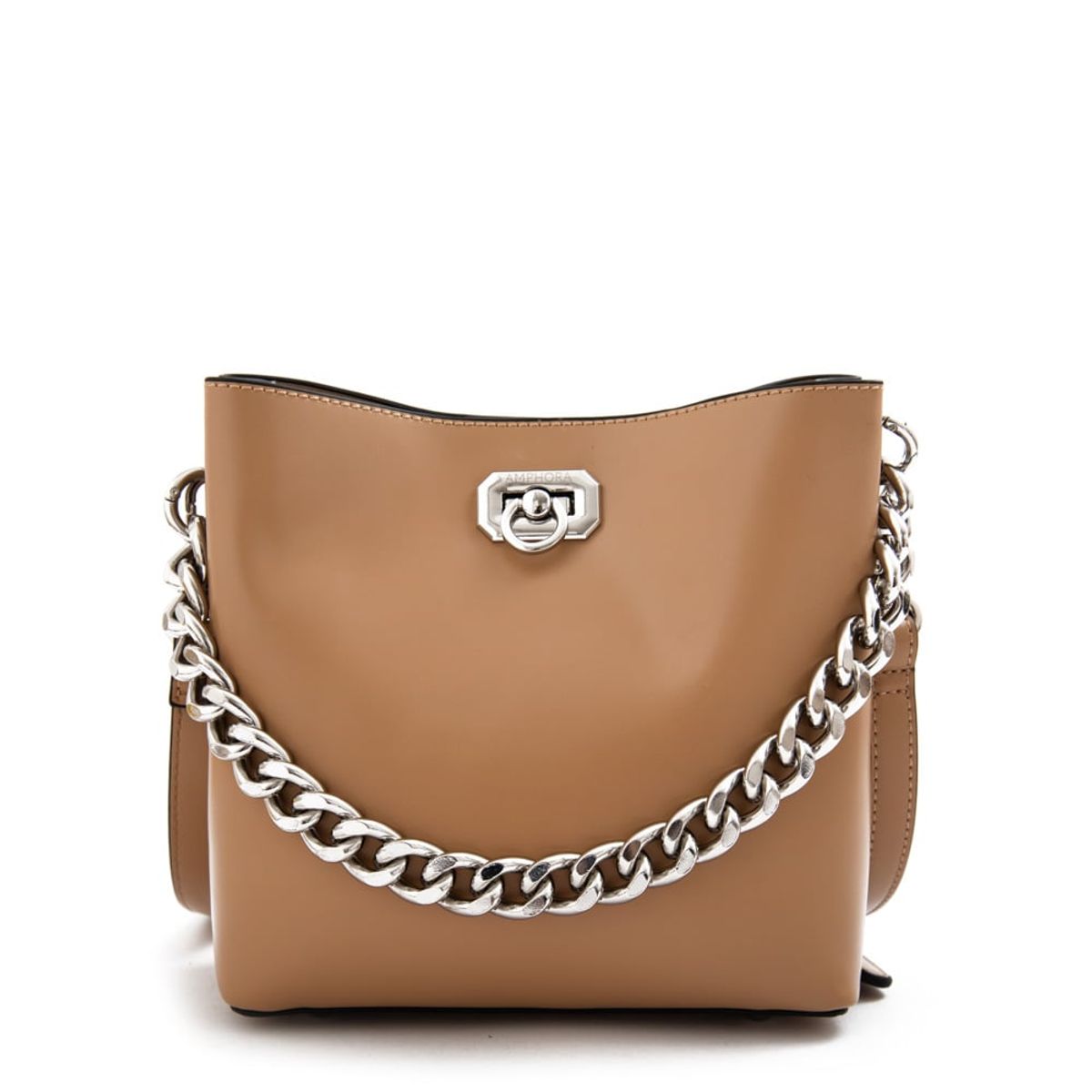 AMPHORA - Cartera bandolera sofia mediana beige oscuro