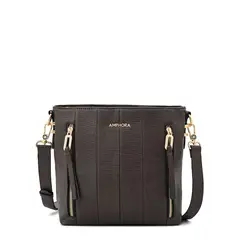 AMPHORA - Cartera Bandolera mediana manila café oscuro