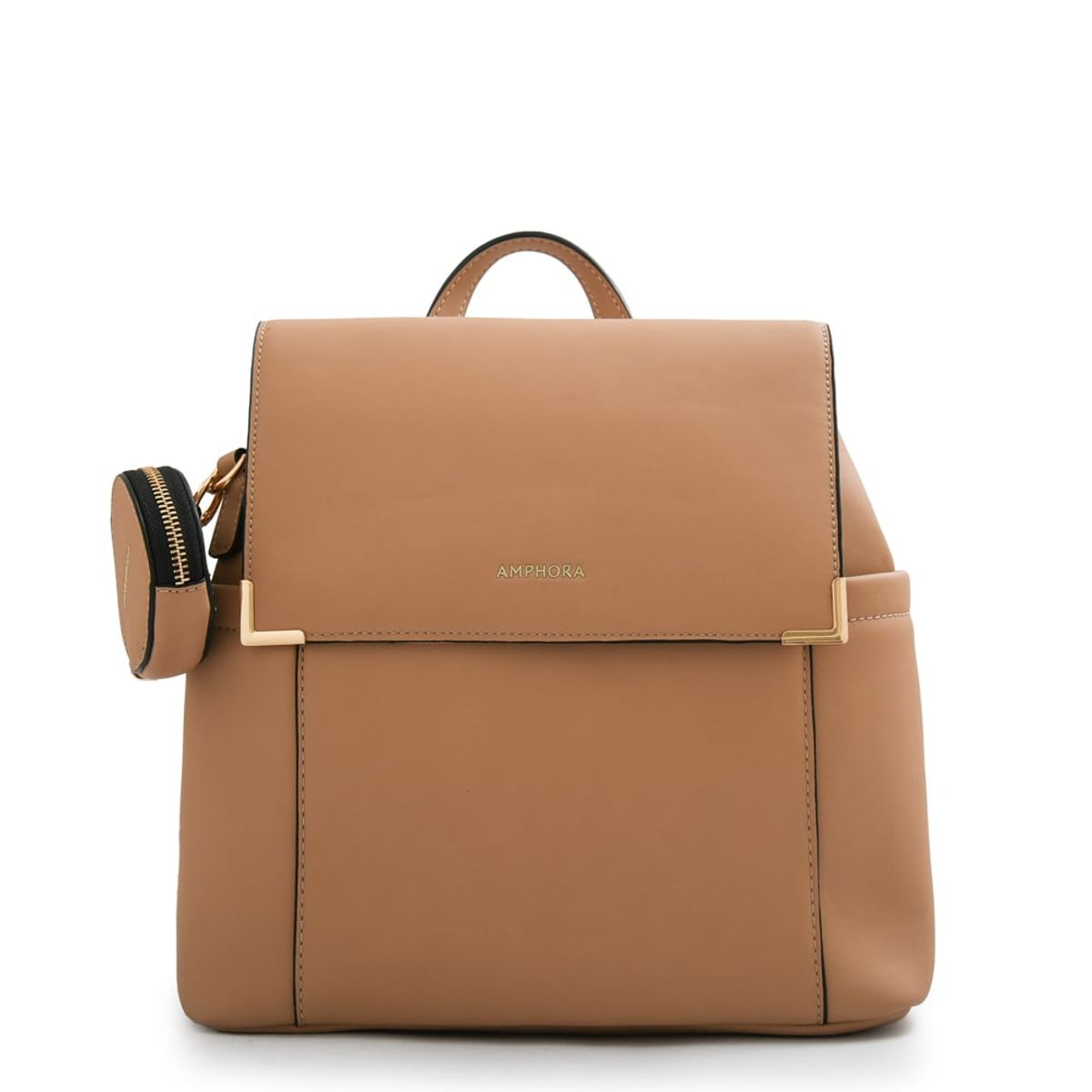AMPHORA - Mochila con tapa corcega mediana beige oscuro