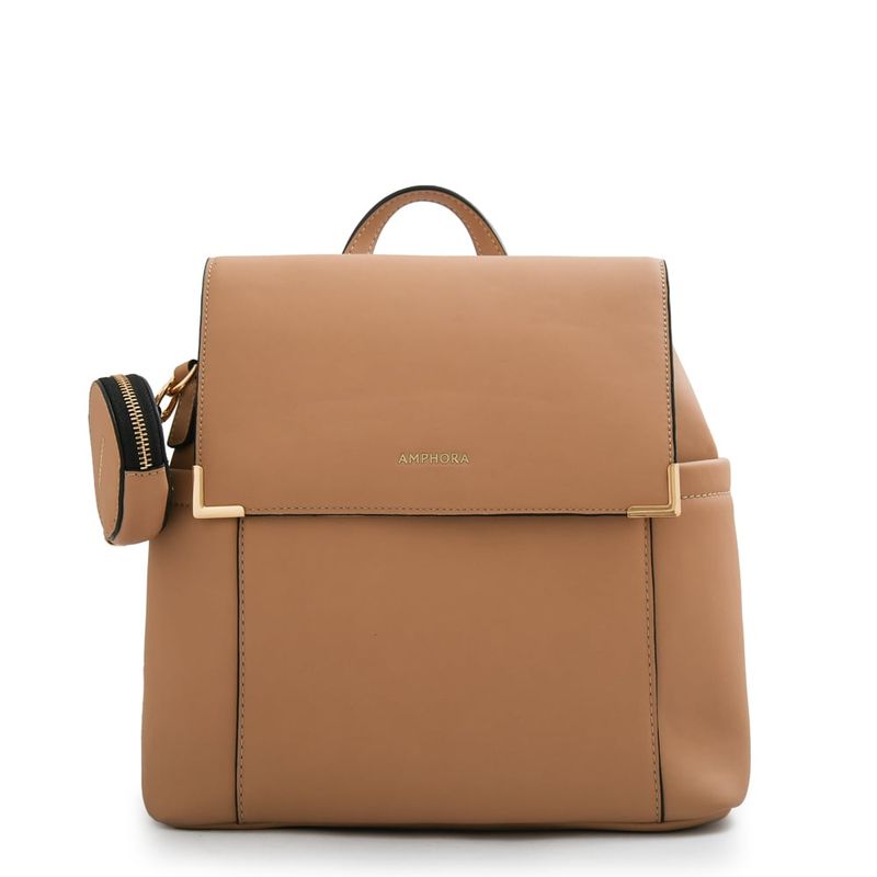 AMPHORA - Mochila con tapa mediana corcega beige oscuro
