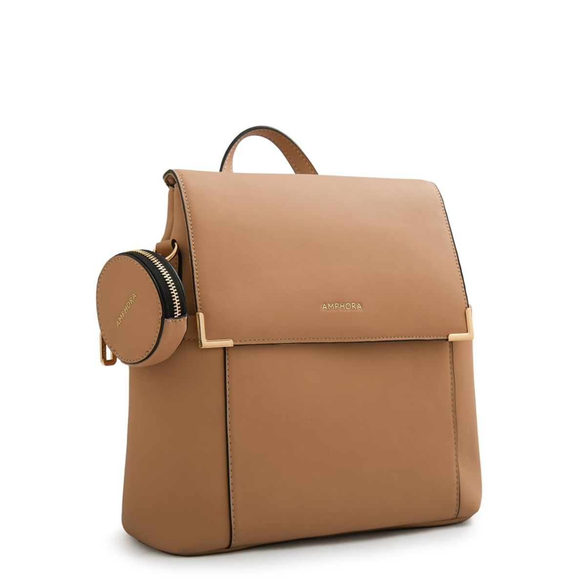 AMPHORA - Mochila con tapa corcega mediana beige oscuro