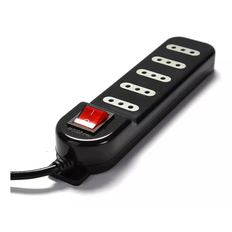 GENERICO - Alargador Zapatilla 5 Metros Con Switch Macrotel 5 Posiciones Negro