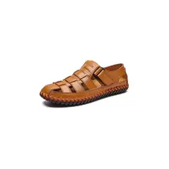 XHCY - Hombre Cuero Sandalias Verano 39-48 Negro Marrón Amarilo