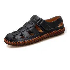XHCY - Hombre Cuero Sandalias Verano 39-48 Negro Marrón Amarilo