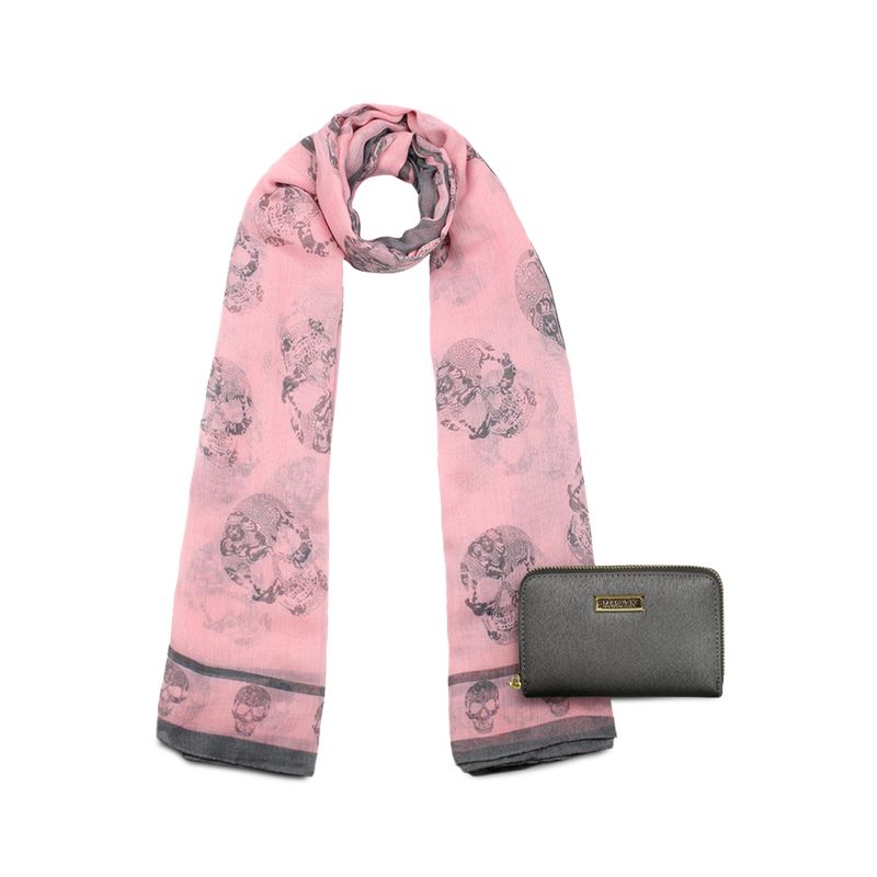 KENNETH COLE - Pack Billetera Trifold gris + Pañuelo Oni pink Kenneth Cole