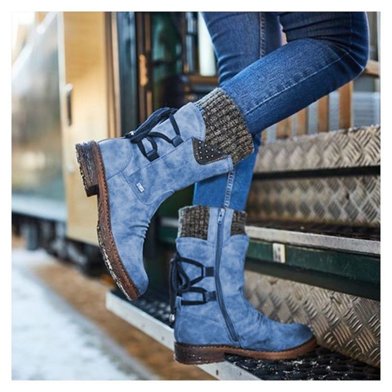 XHCY - Botas De Nieve De Cuero Con Cremallera Antideslizante